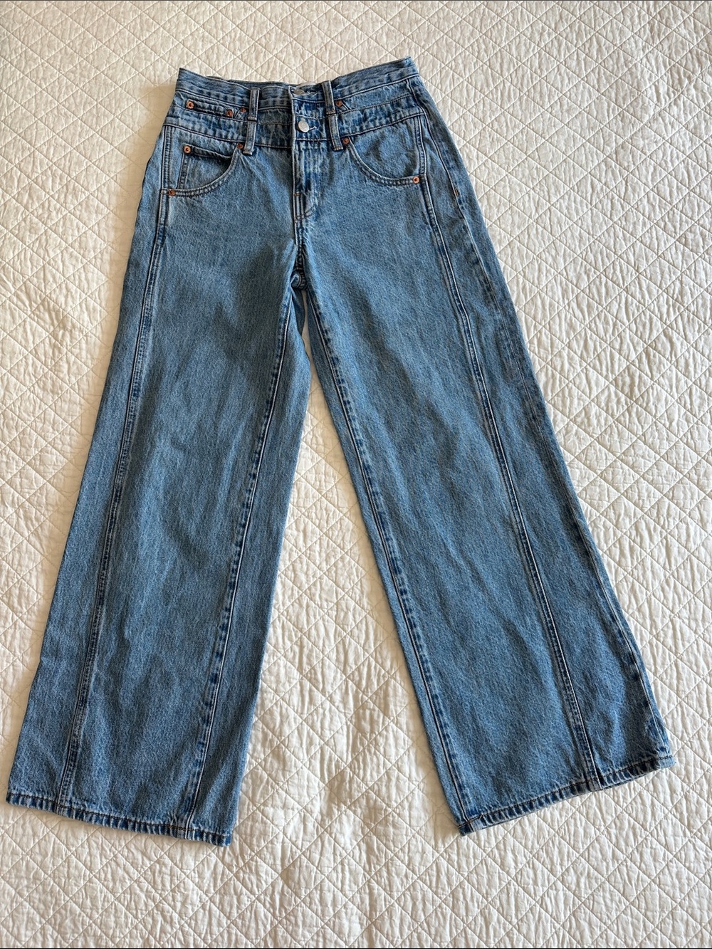 Pistola Wide-Leg Vintage Blue Denim Jeans